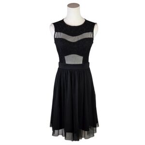 Mystic Black Lace Mesh Fit & Flare Dress S Cocktail Party Semi Formal